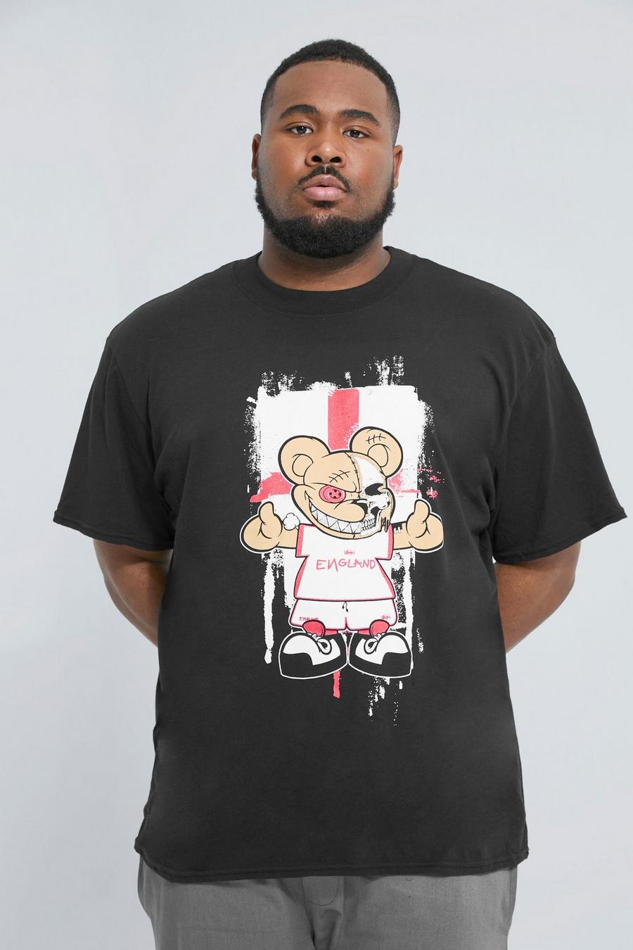 Black Plus England Angry Teddy Graphic T-shirt image number 1