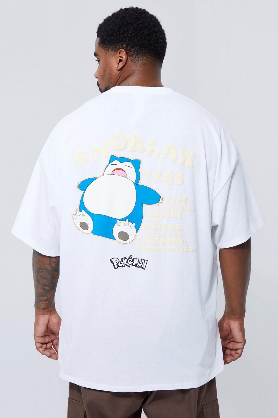 White Plus Pokemon Snorlax T-shirt med tryck image number 1