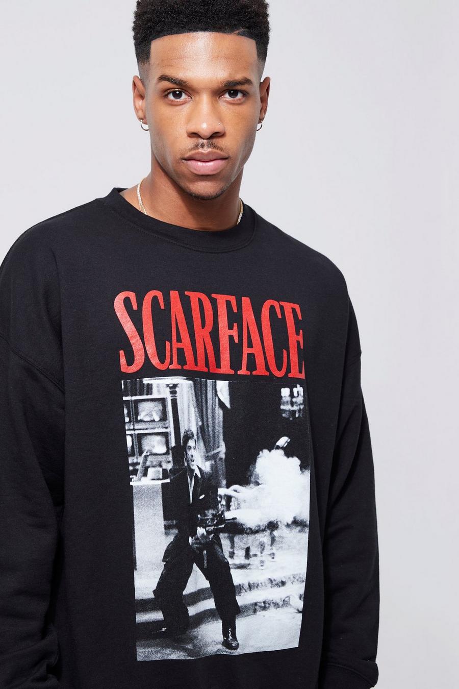 Black svart Oversized Scarface License Sweatshirt