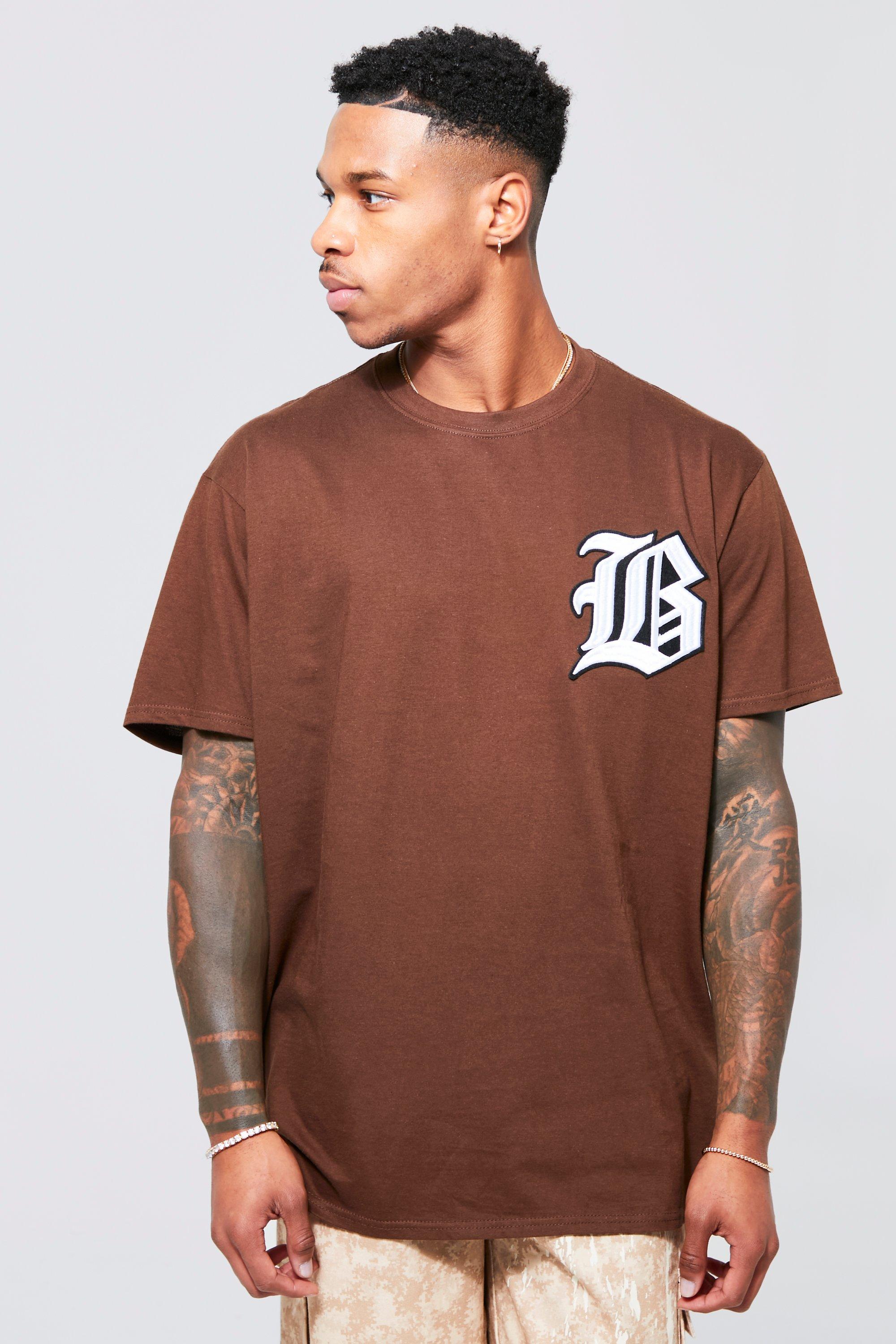 Men's Oversized Gothic B T-shirt | Boohoo UK