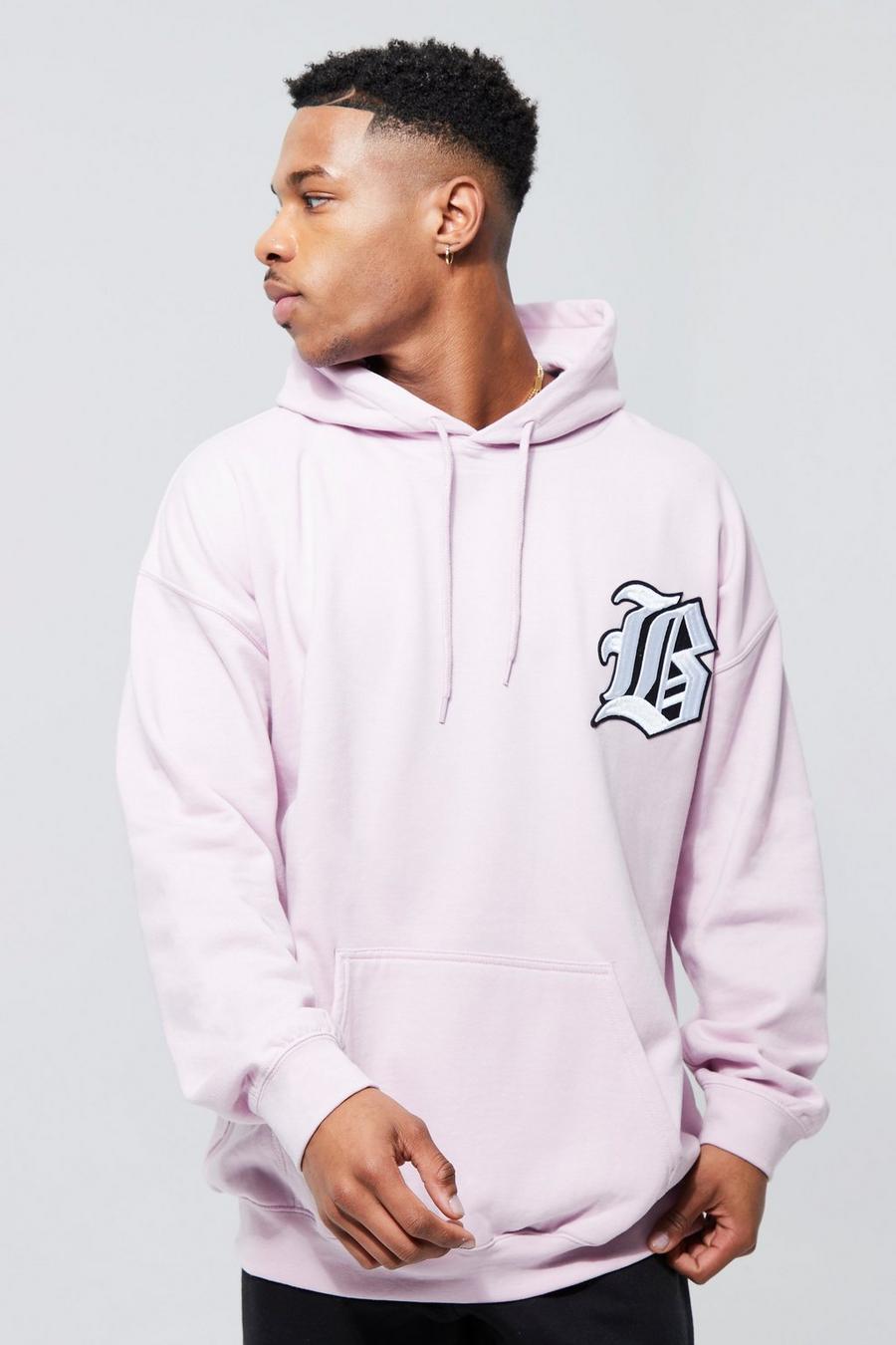 Lilac Oversized Gothic B Hoodie image number 1