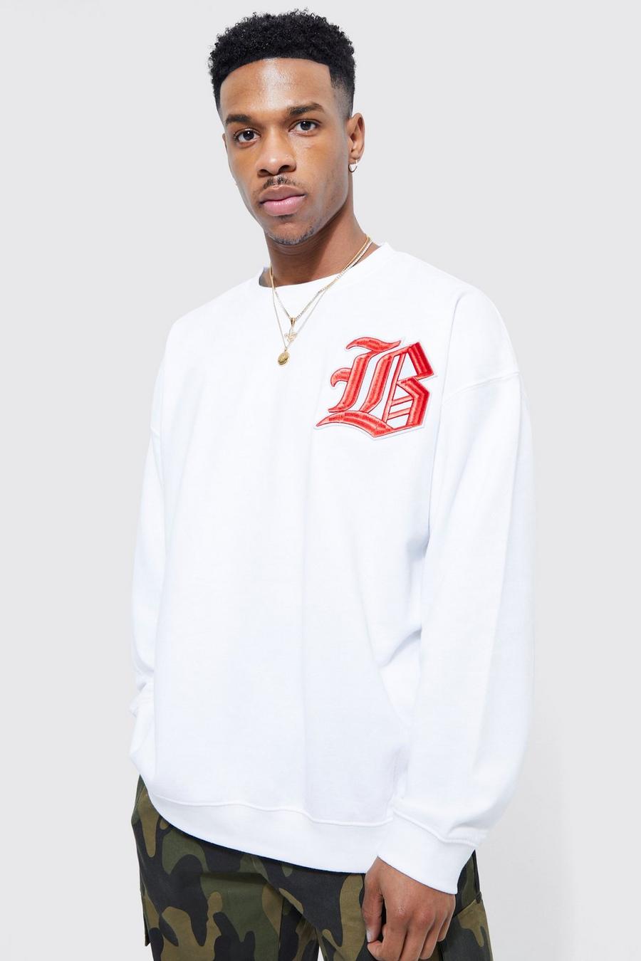 Oversize Sweatshirt mit Gothic B, White image number 1