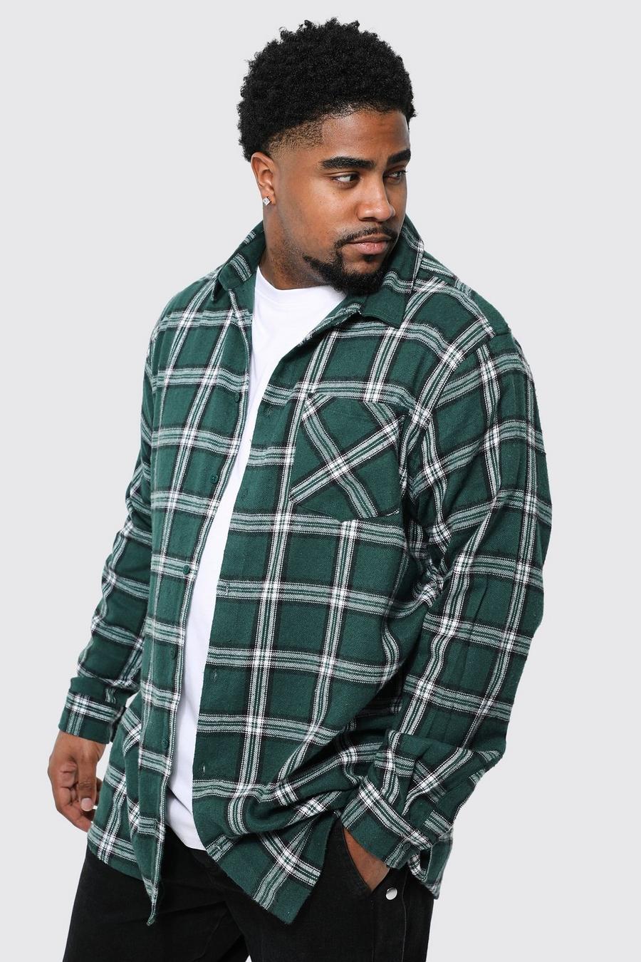 Forest Plus Longline Brushed Check Shirt  image number 1
