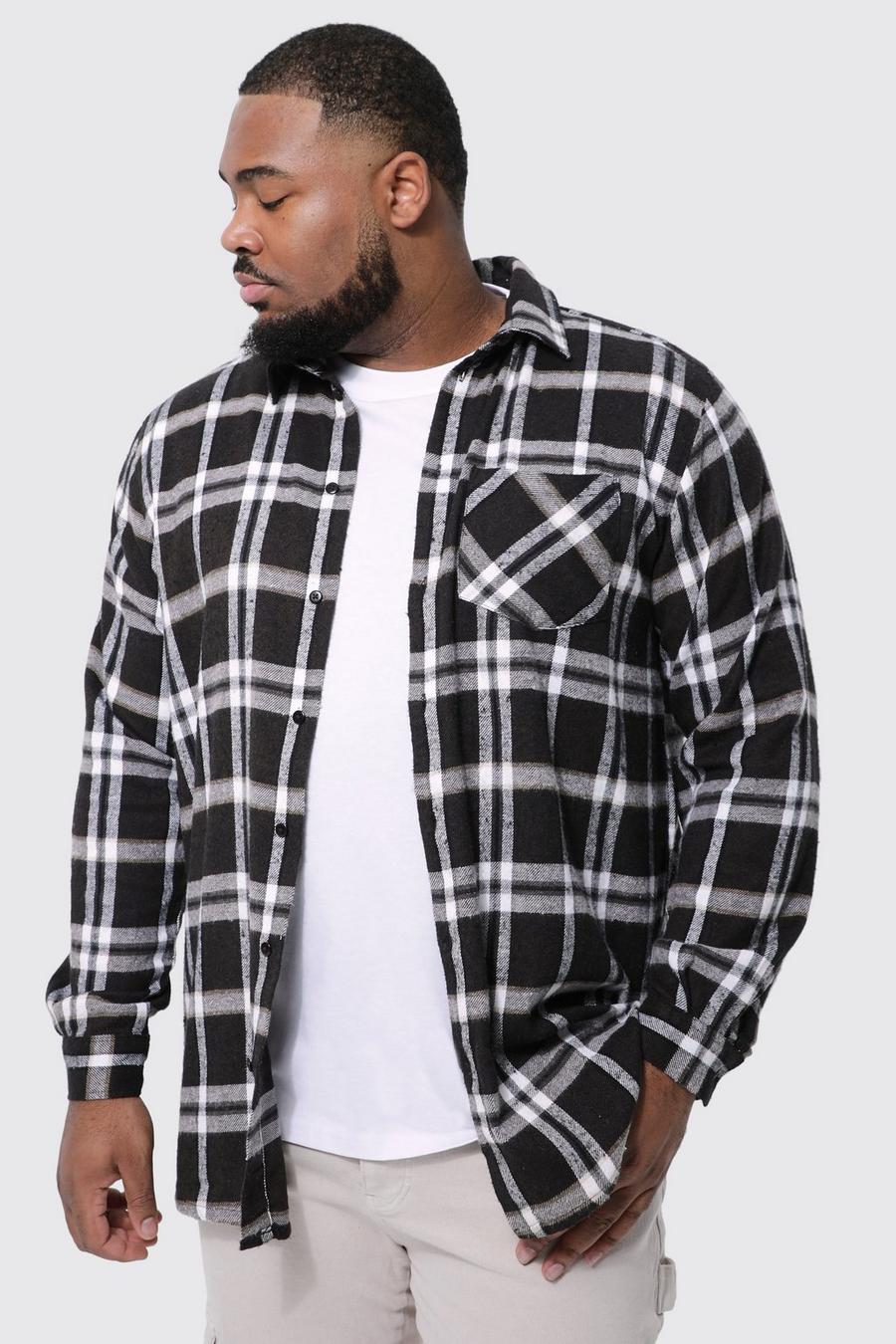 Chocolate Plus Longline Large Scale Check Shirt image number 1