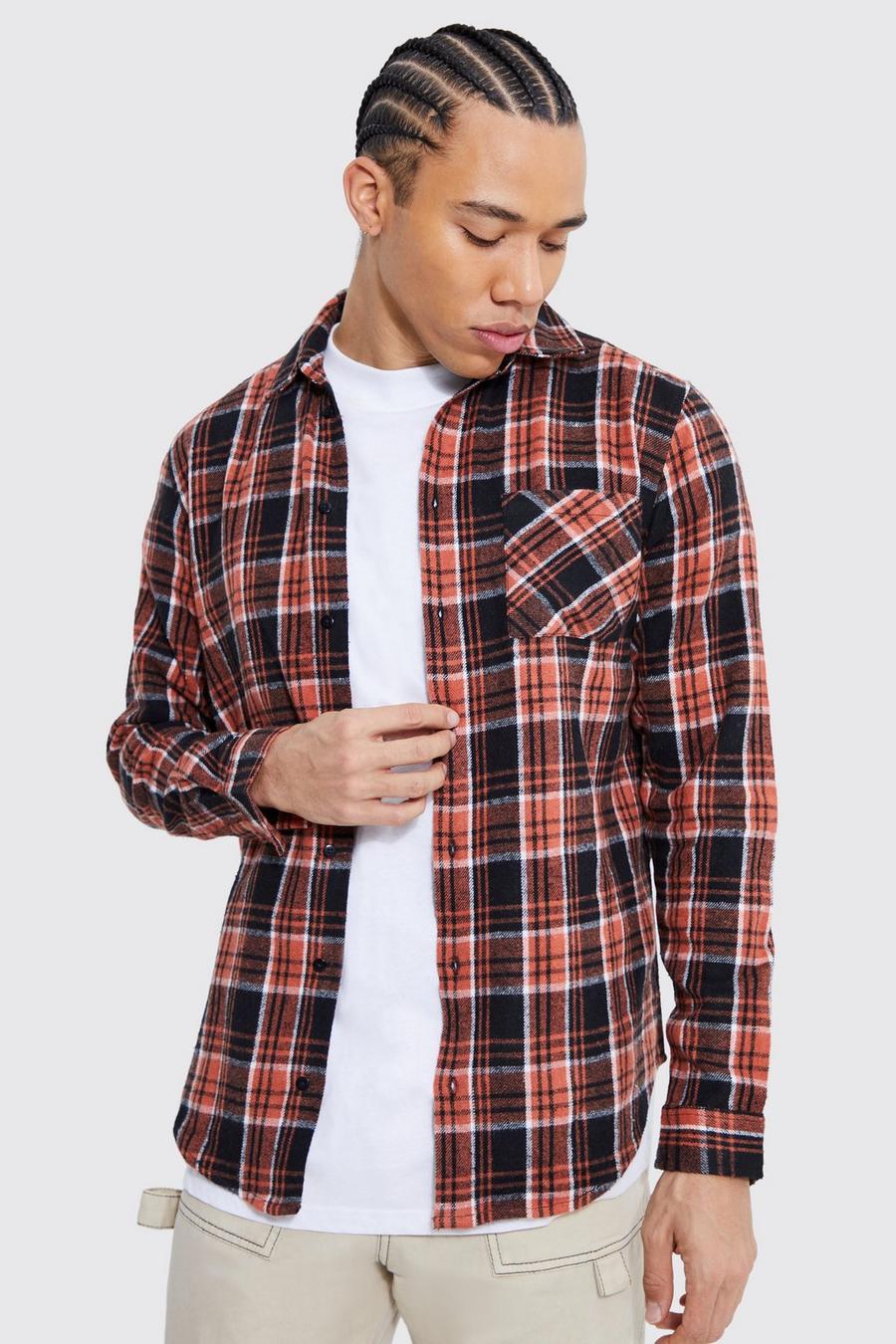 Tall Regular Fit Rust Check Shirt image number 1