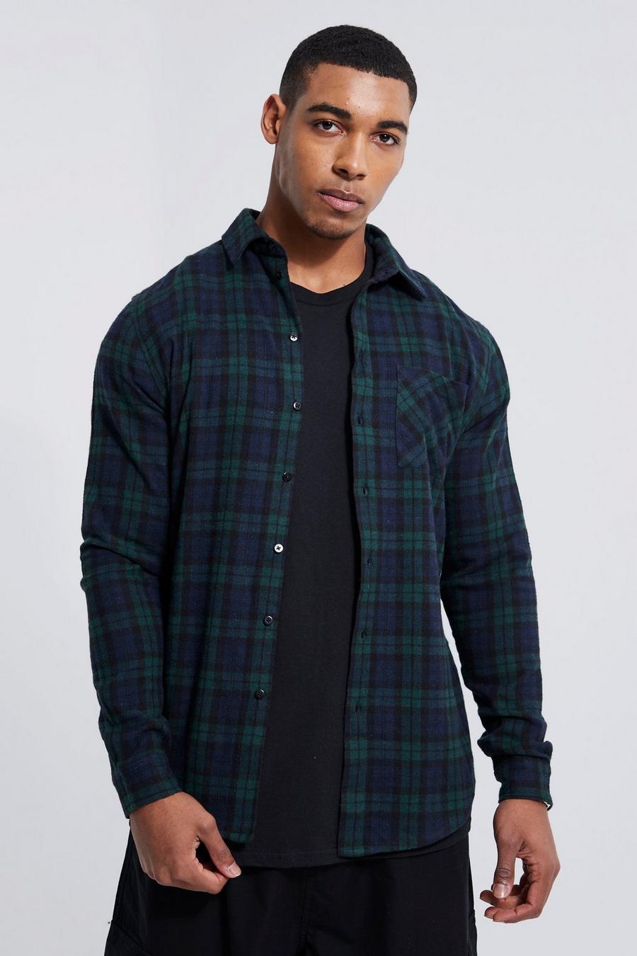 Navy Tall Regular Fit Black Watch Check Shirt image number 1