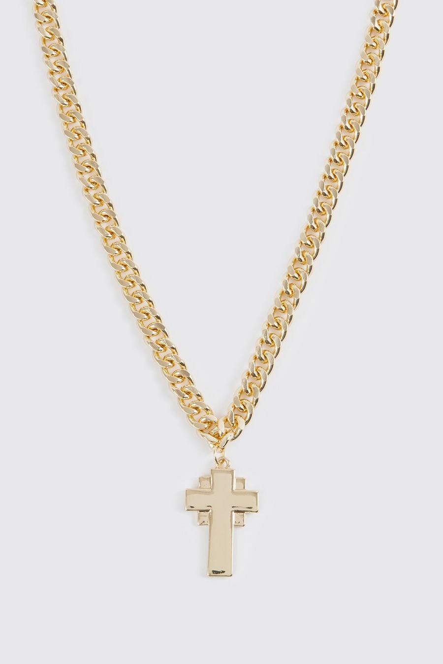 Gold Cross Pendant Chain Necklace image number 1
