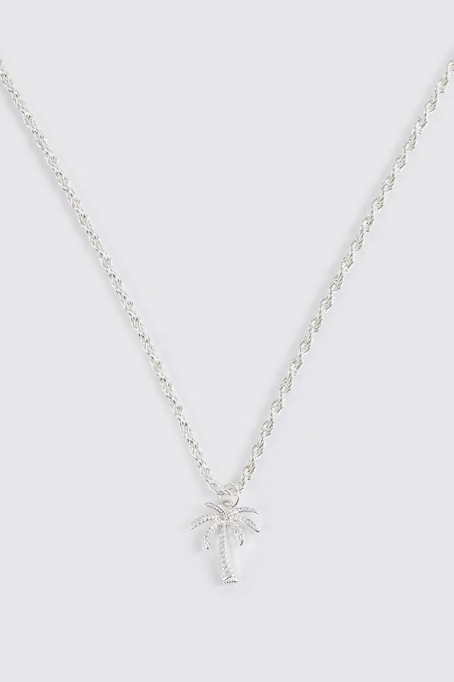 Silver Palm Pendant Necklace image number 1
