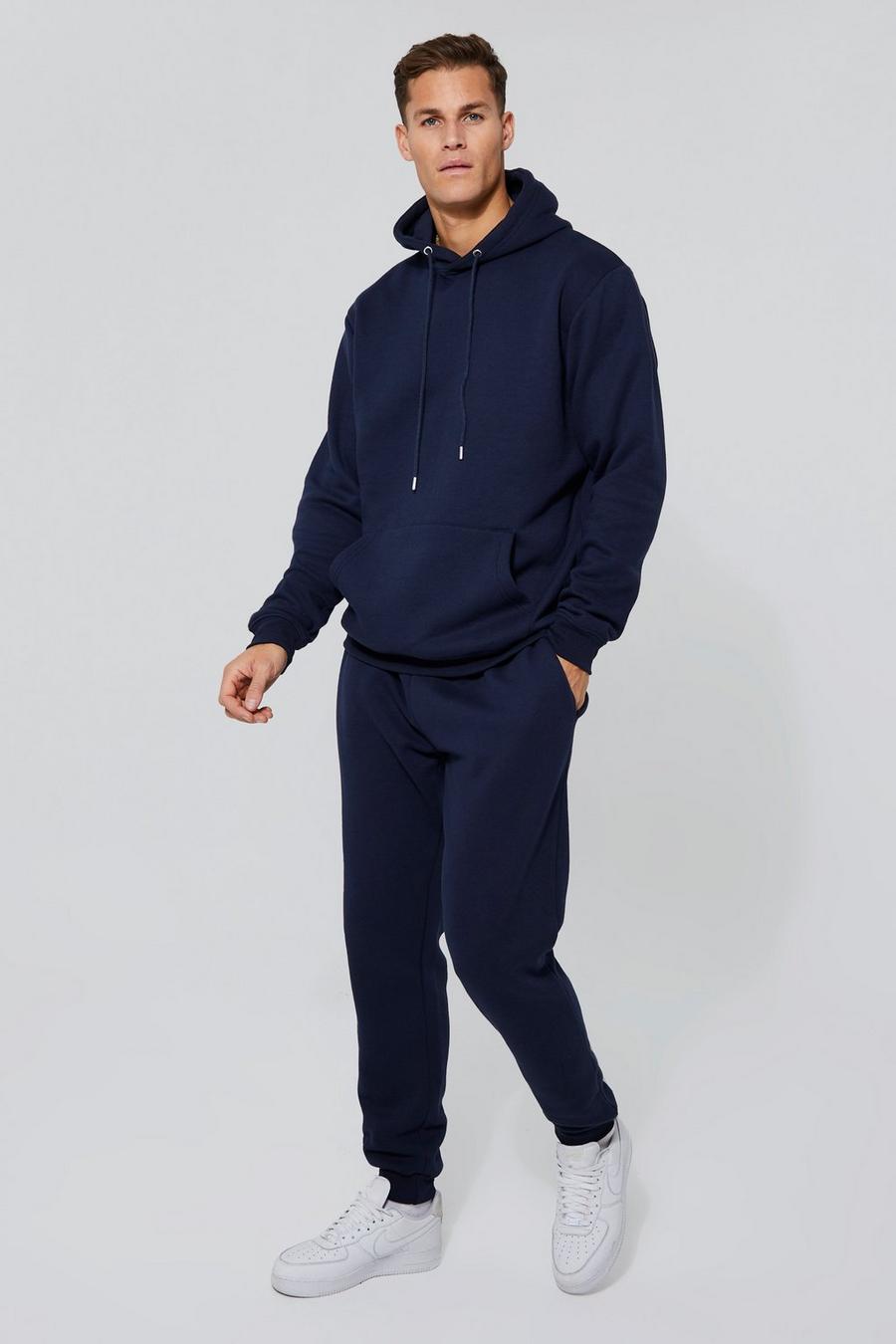 Navy Tall Basic Hooded Tracksuit  