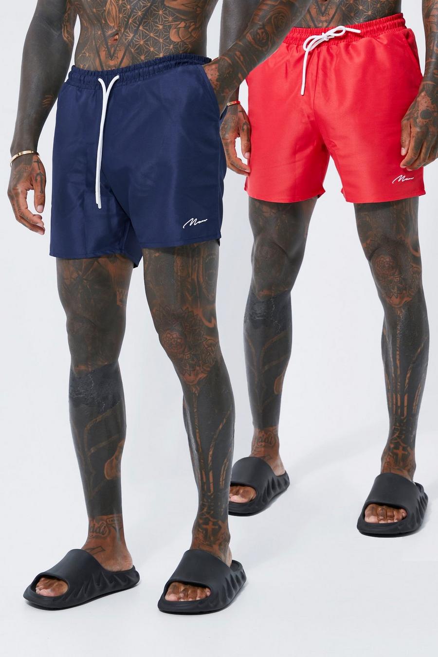 Costumi a pantaloncino medio con firma Man - set di 2 paia, Multi image number 1