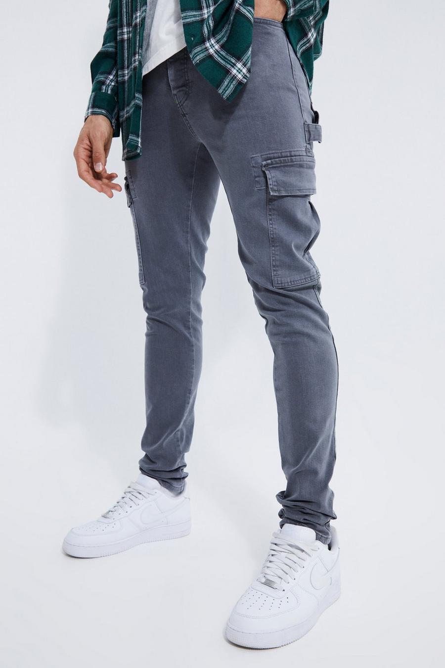 Mid grey Tall Skinny Fit Carpenter Cargo Jean   image number 1