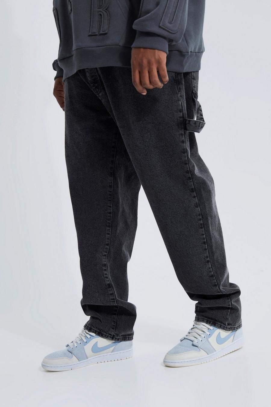 Charcoal grey Plus Straight Fit Cargo Jean  
