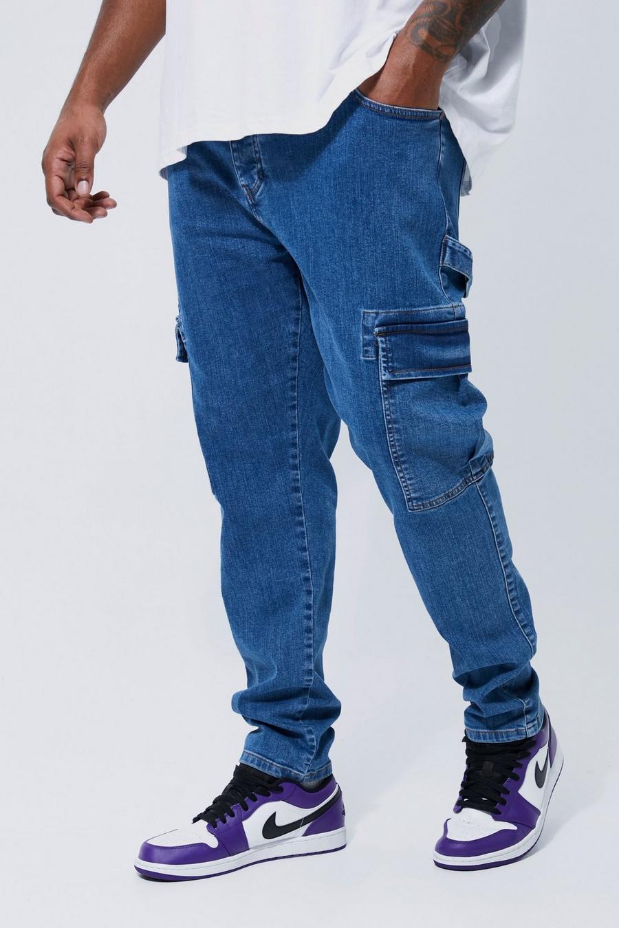 Mid blue Plus Skinny Fit Carpenter Cargo Jean  image number 1