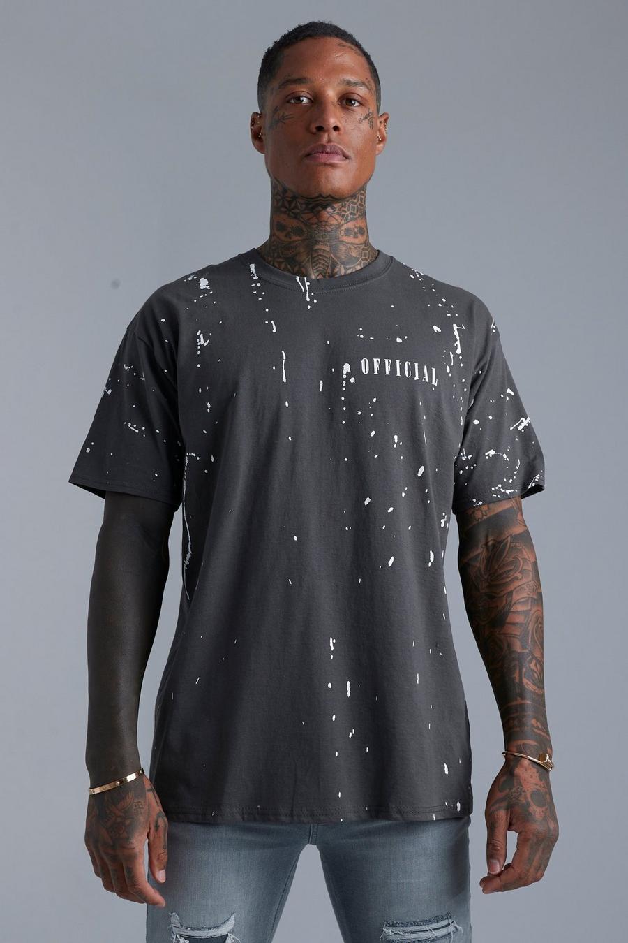 Charcoal Oversized Official Paint Splatter T-shirt image number 1