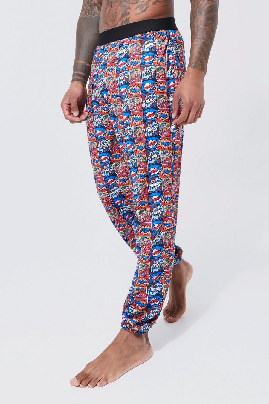 Red Cartoon Print Lounge Joggers image number 1