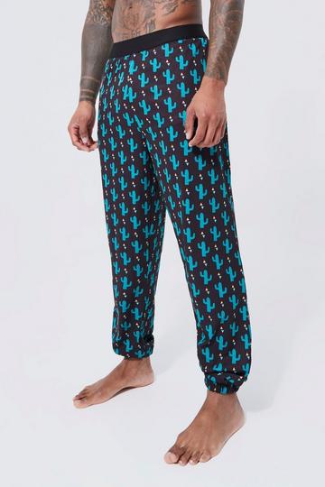 Black Cactus Print Lounge Joggers