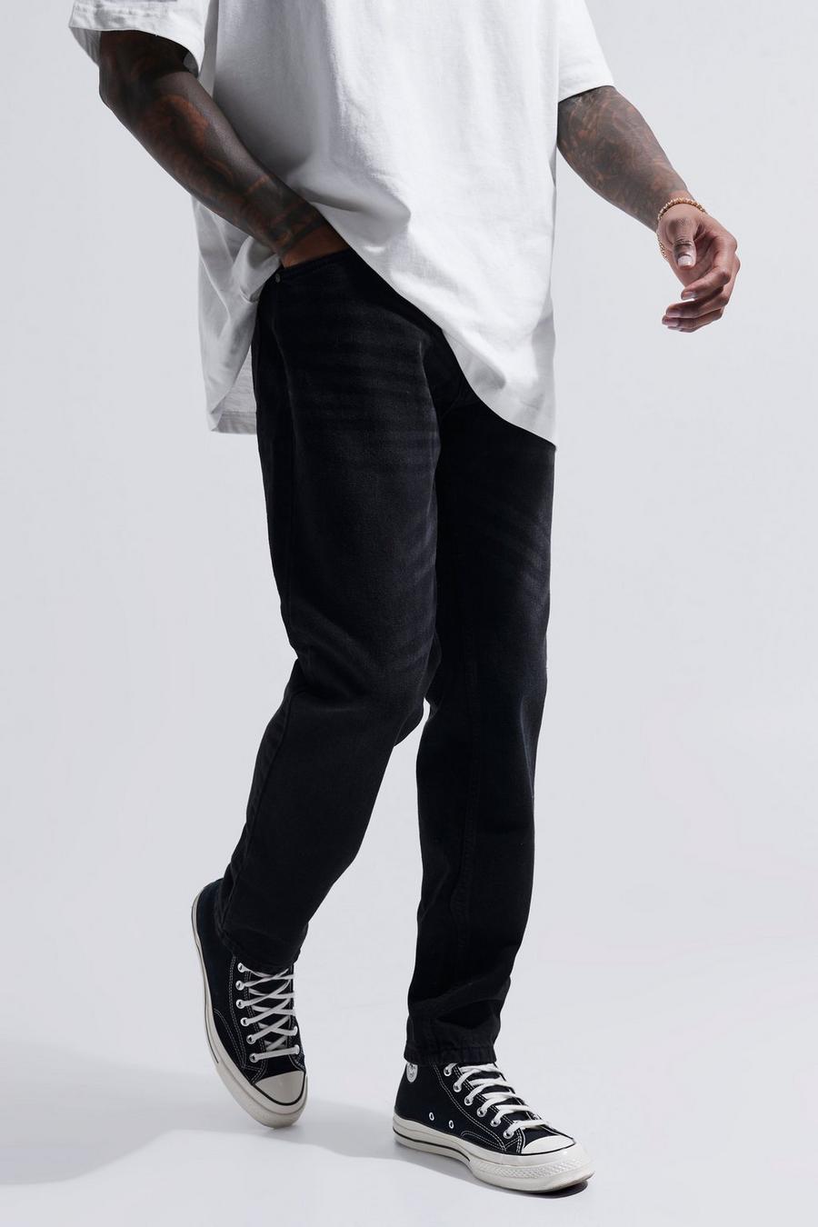 Black svart Baggy jeans med tvättad effekt