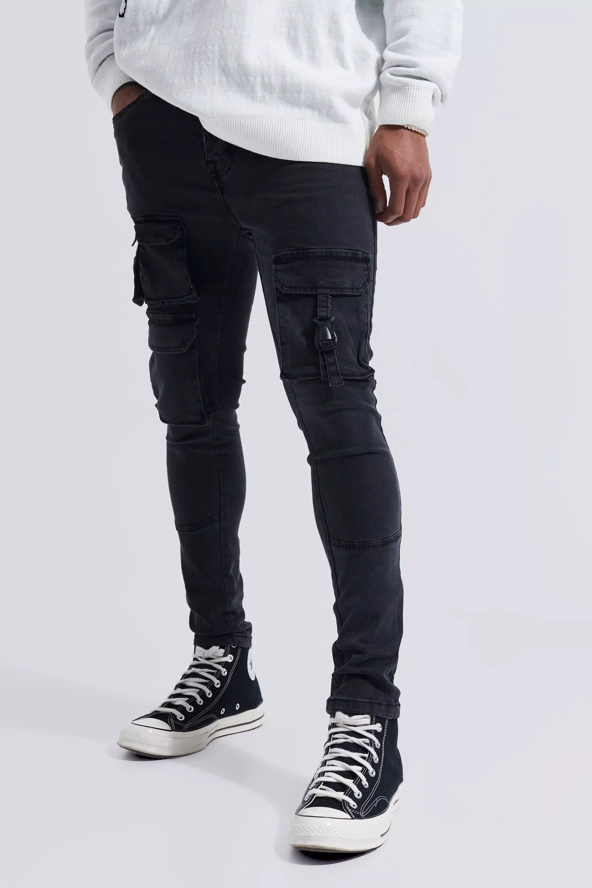 skinny jeans with cargo pockets