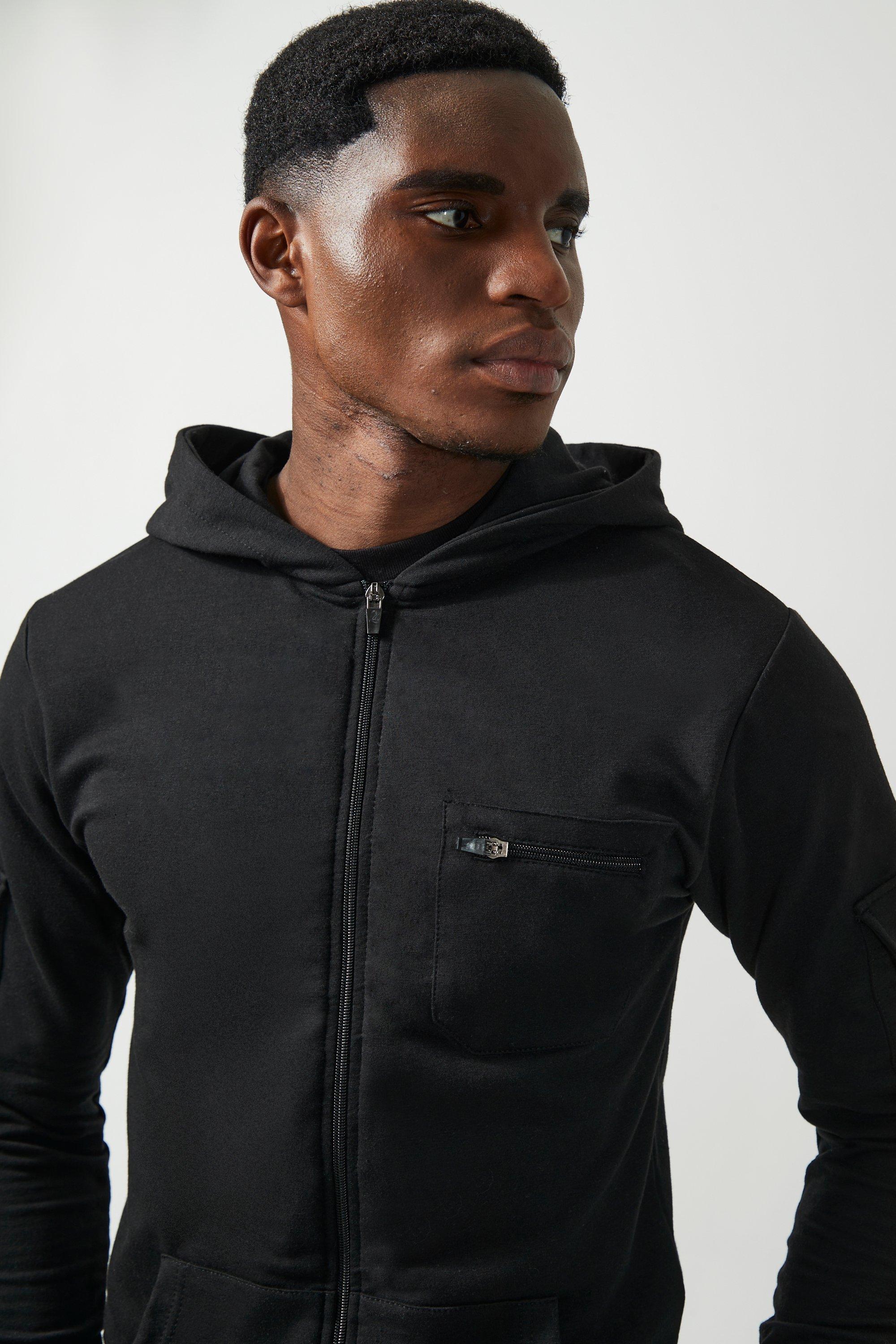 Muscle fit store black hoodie