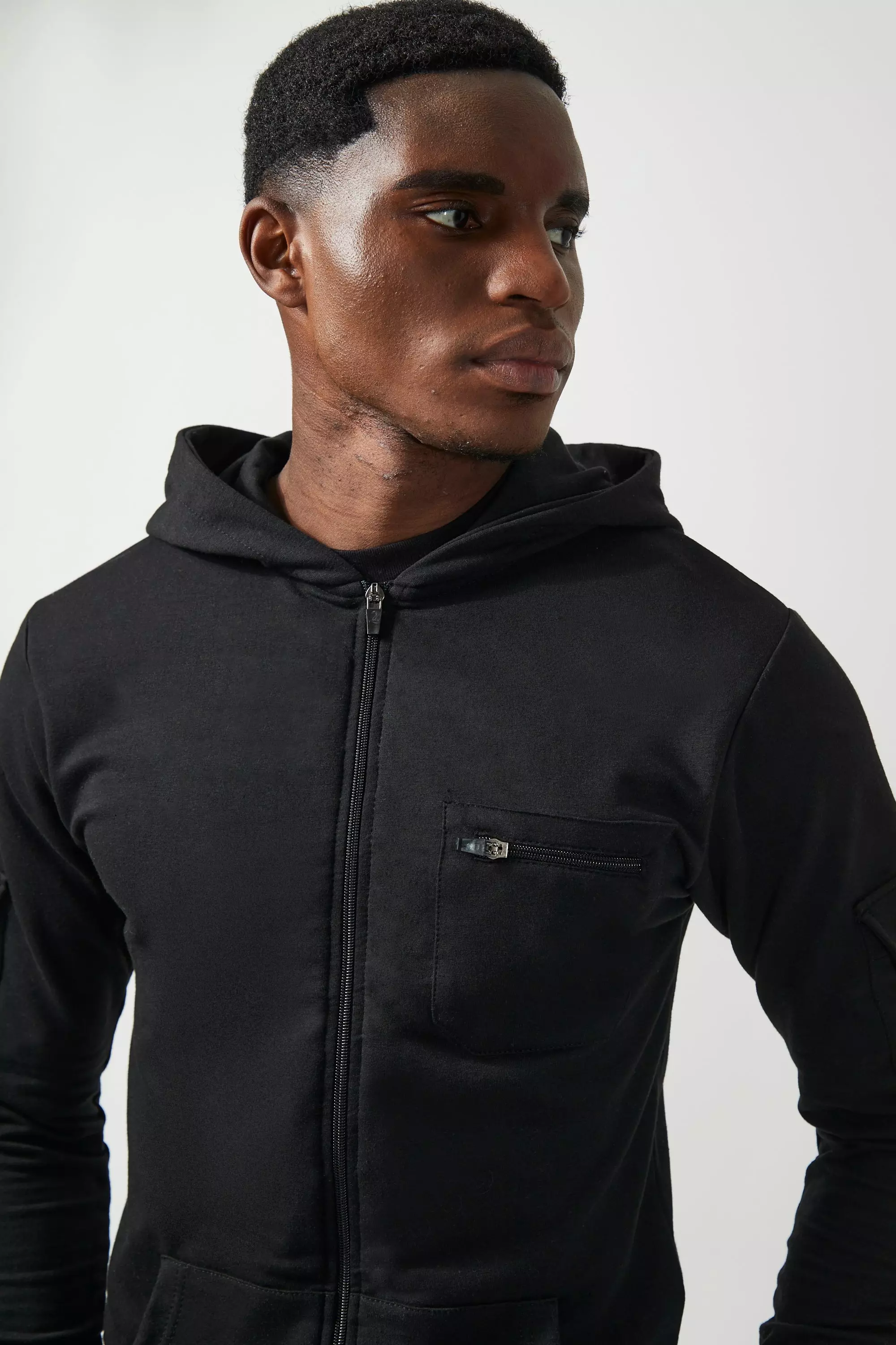 Muscle fit shop zip hoodie