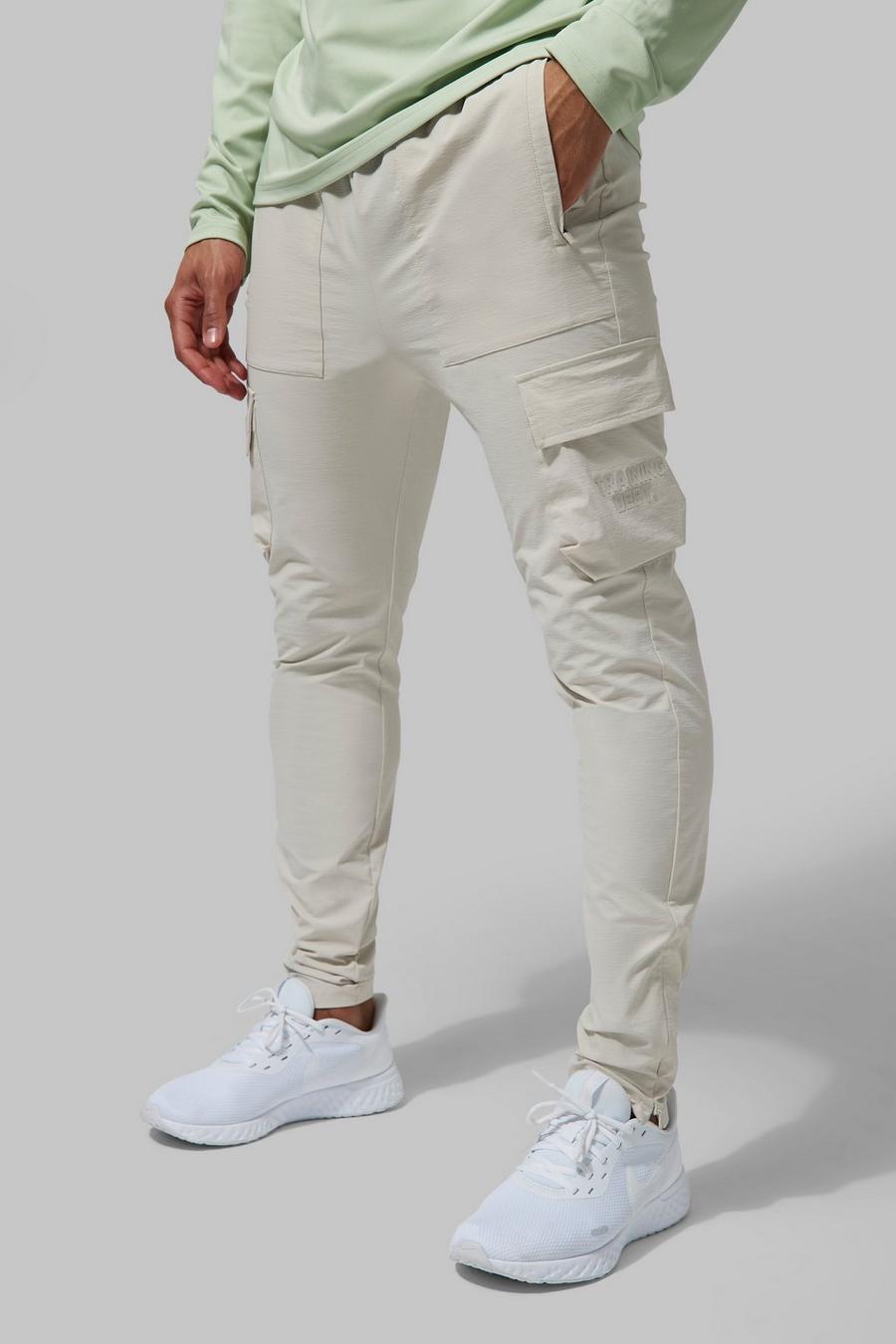 Taupe Man Active Stretch Nylon Cargo Sweatpant image number 1