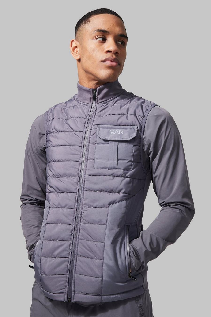 Charcoal grey Man Active Cargo Pocket Body Warmer image number 1