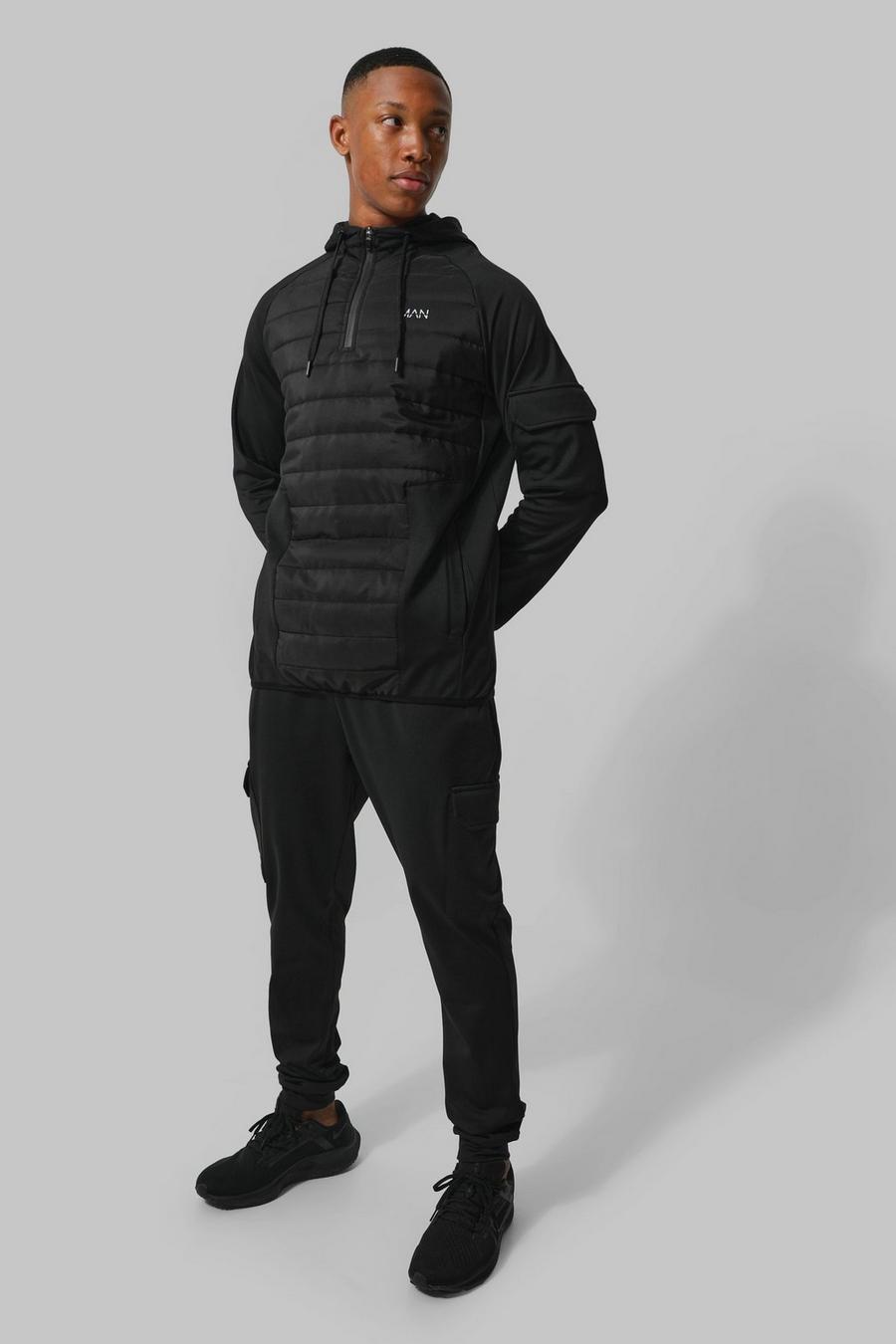 Black Man Active Quilted Zip Cargo Tracksuit image number 1