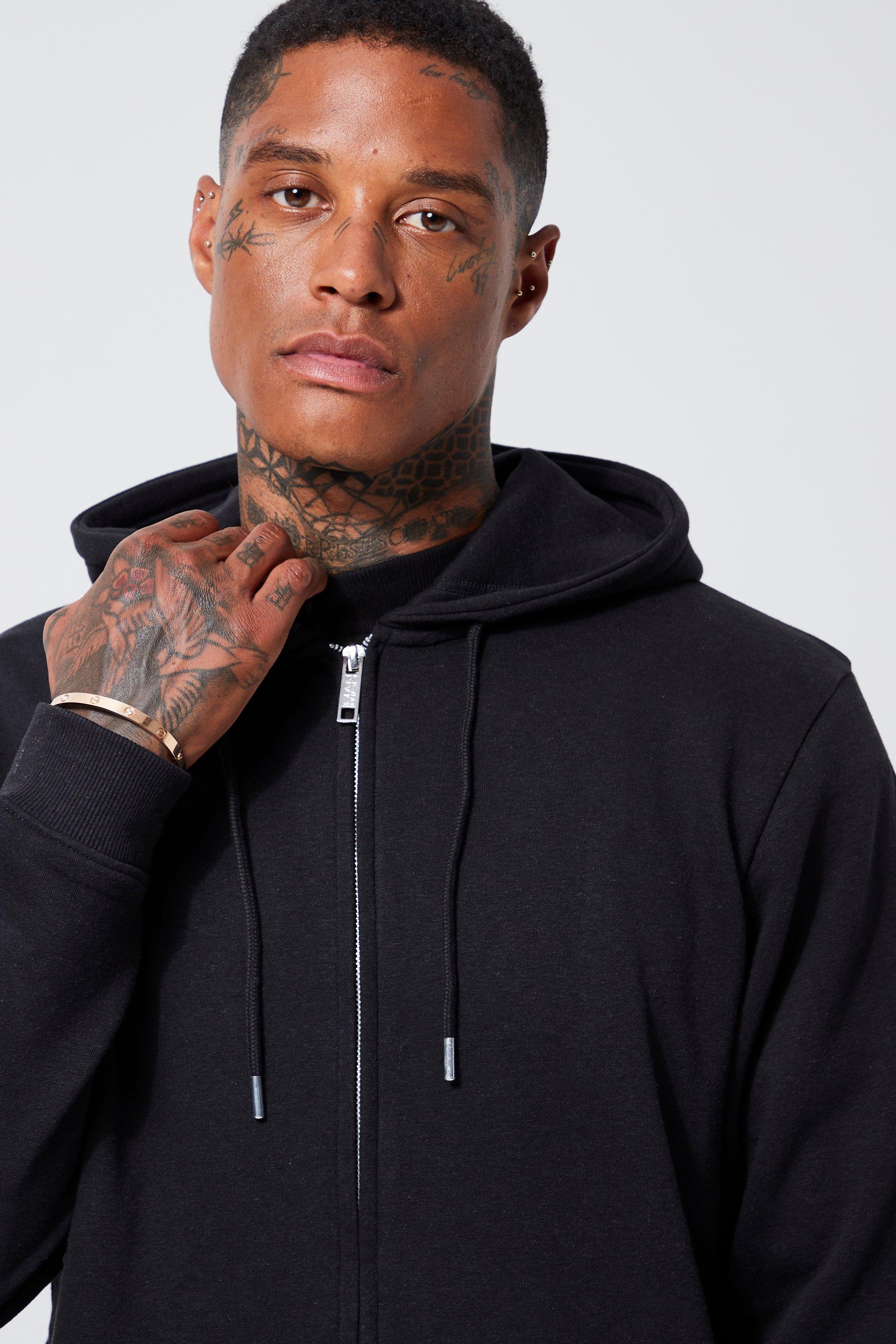 Black zip shop through hoodie