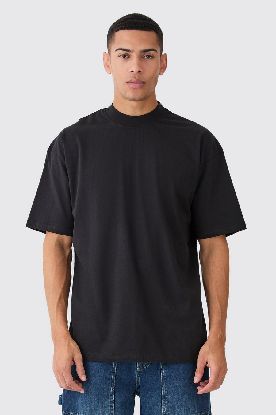Camiseta oversize con cuello extendido, Black