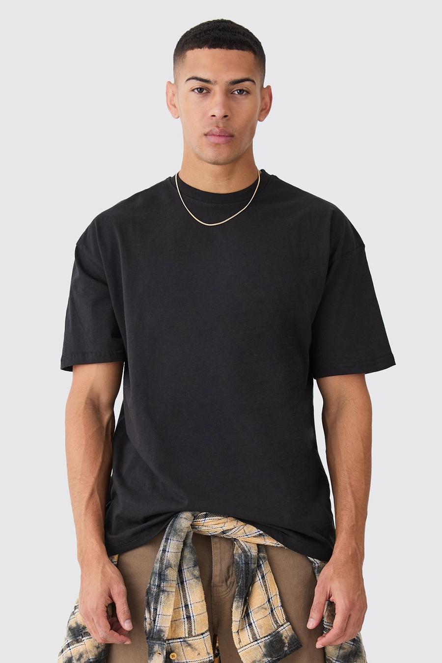 Black Oversized T-Shirt Met Ronde Hals image number 1