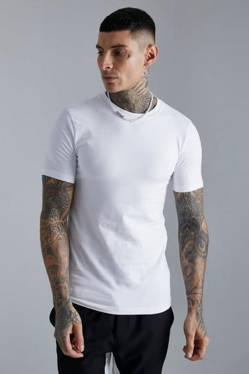 White Muscle Fit Crew Neck T-shirt