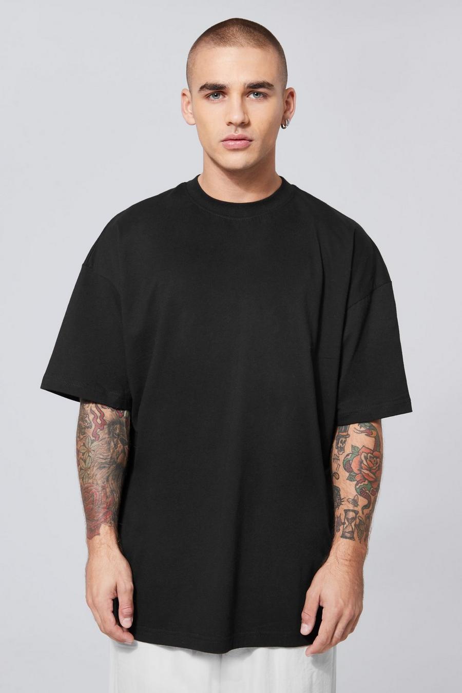 Black svart Oversized Crew Neck T-shirt