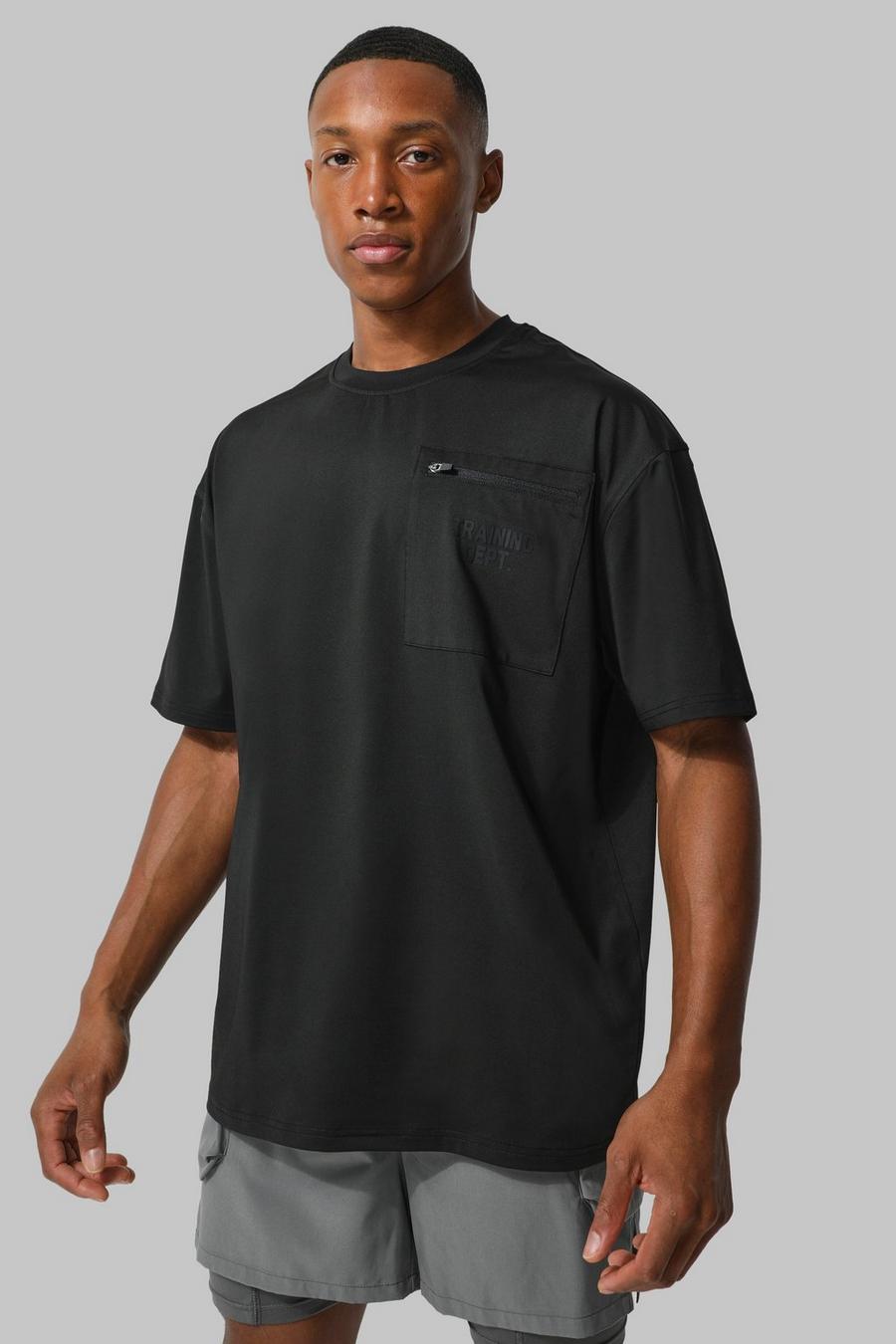 Black Man Active Cargo Performance Oversized T Shirt image number 1