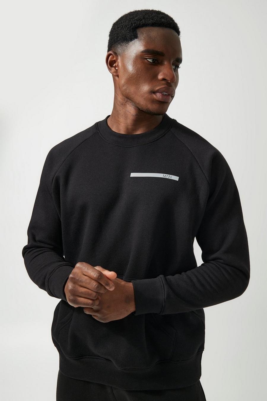 Black schwarz Man Active Gym Training Sweatshirt 