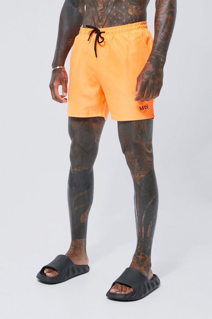 Neon-orange Original Man Mid Length Swim Shorts image number 1