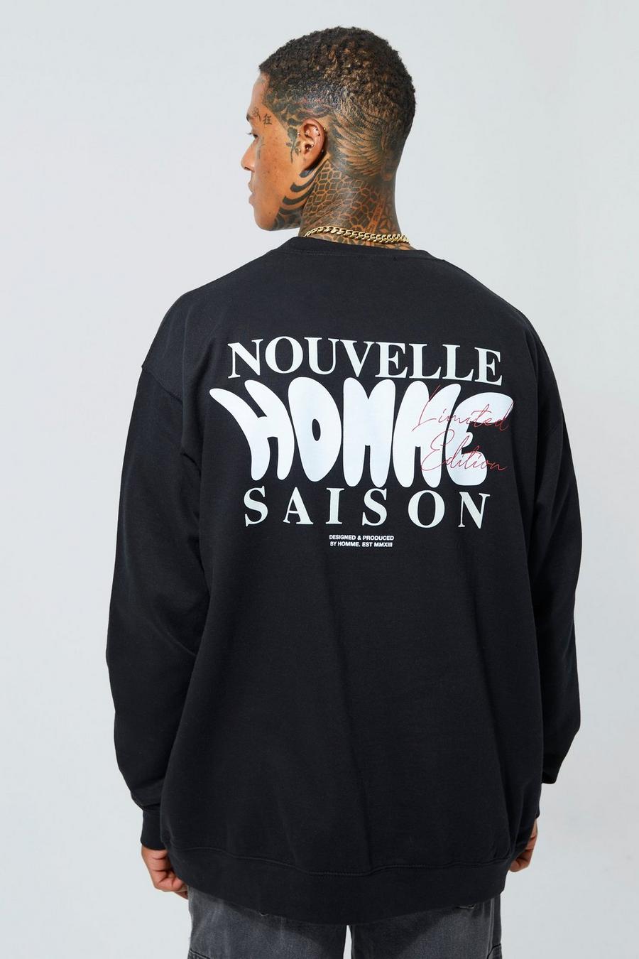 Black Oversized Homme Back Graphic Sweatshirt image number 1