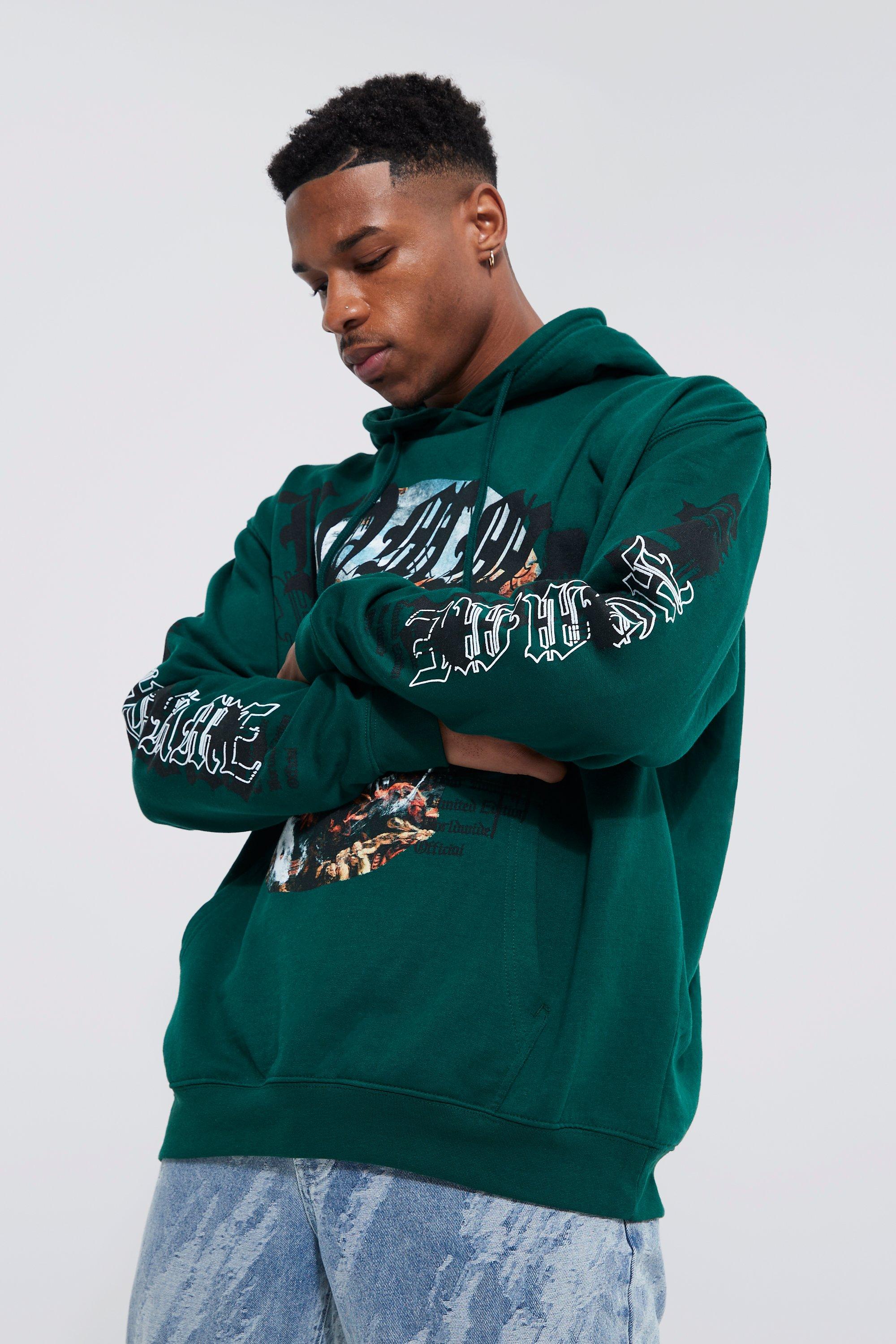 mens green graphic hoodie