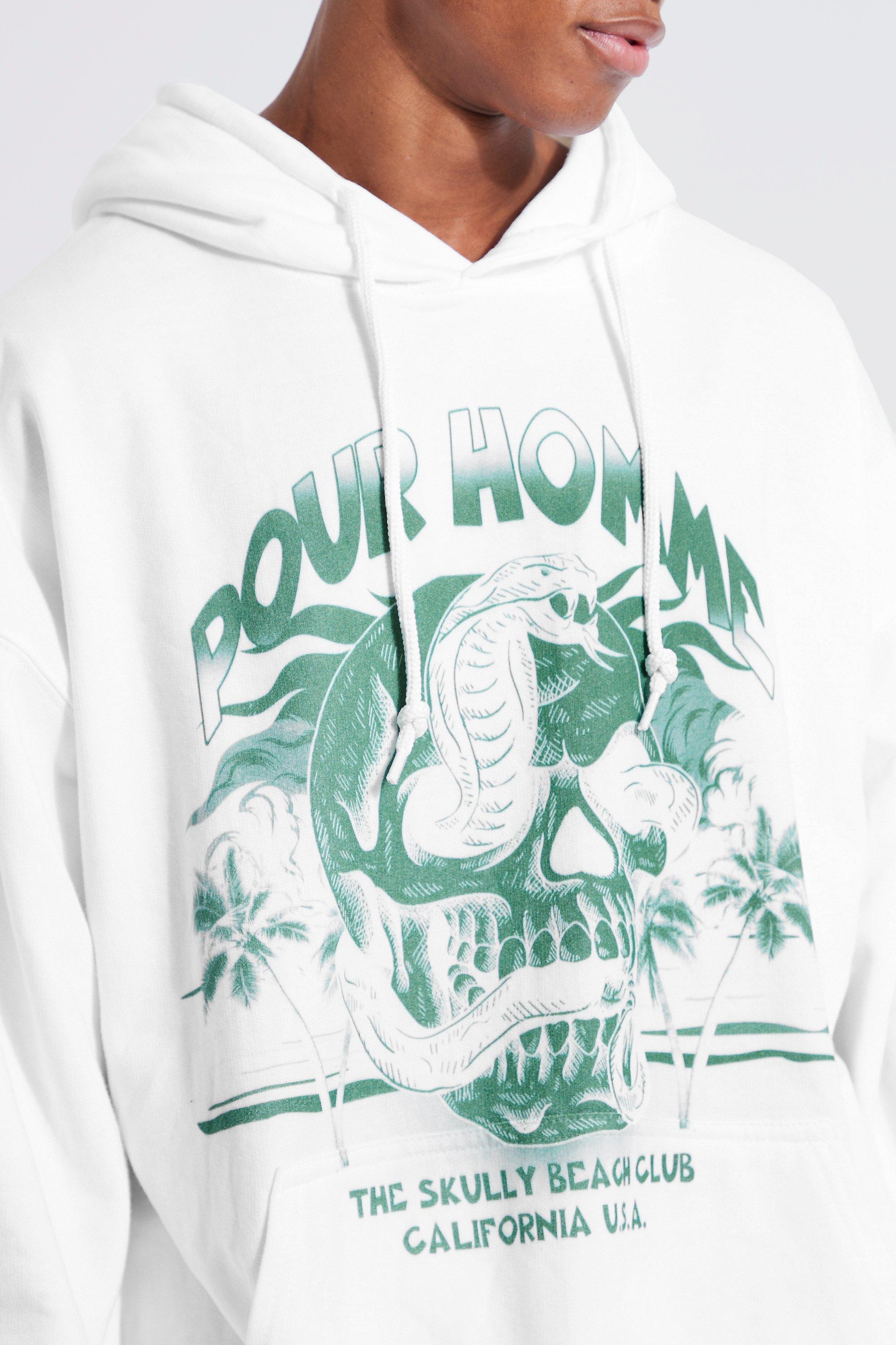 Oversized Pour Homme Skull Snake Print Hoodie boohoo NZ