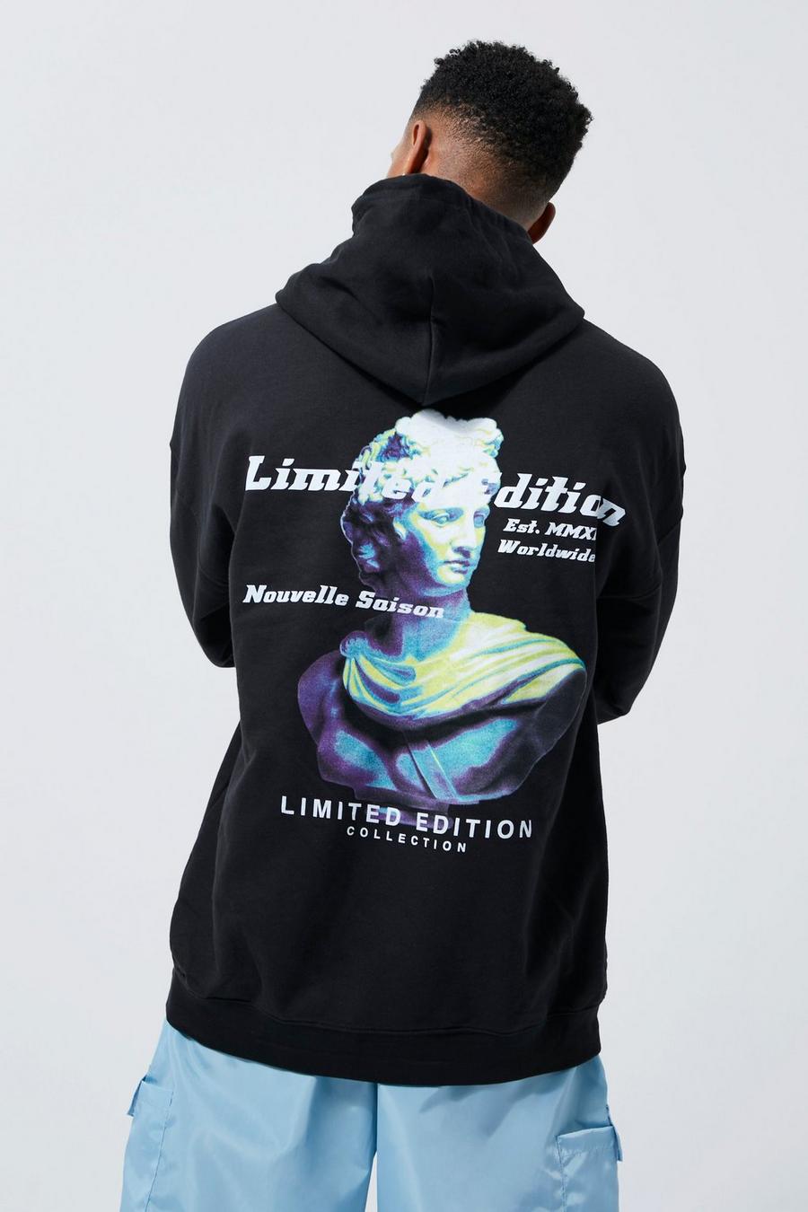 Black Oversized Statue Limited Edition Print Hoodie image number 1