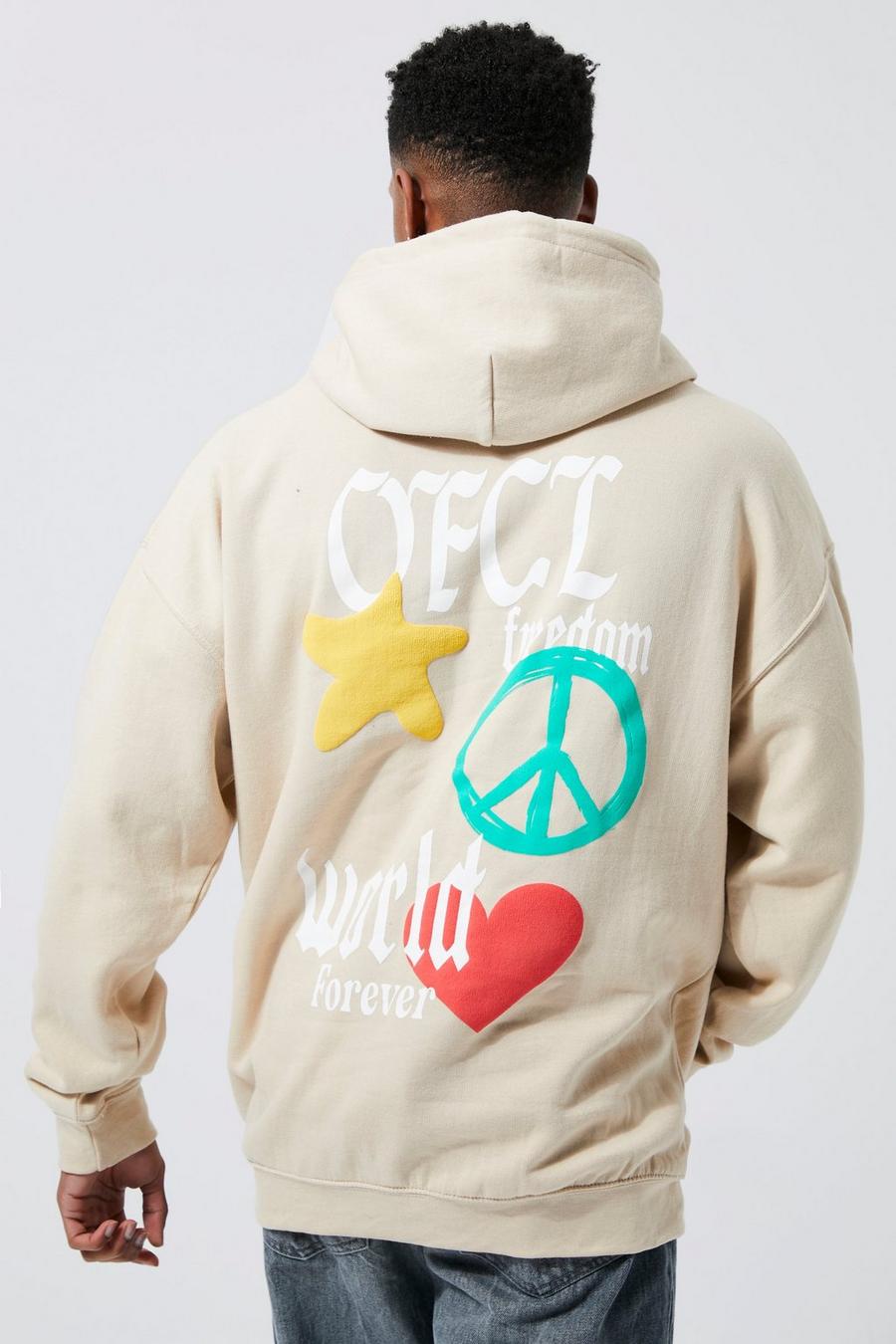 Sand Oversized Ofcl Freedom Puff Print Hoodie image number 1