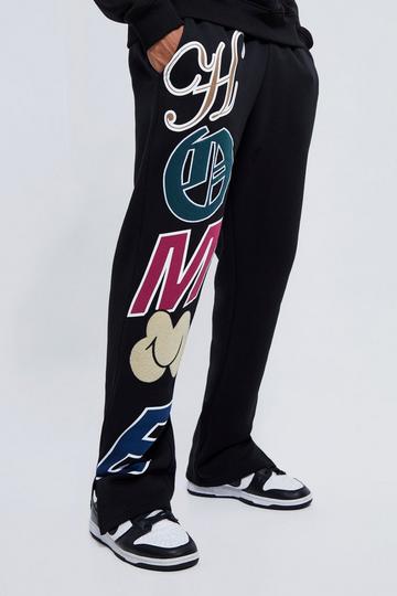 Regular Fit Varsity Split Hem Jogger black