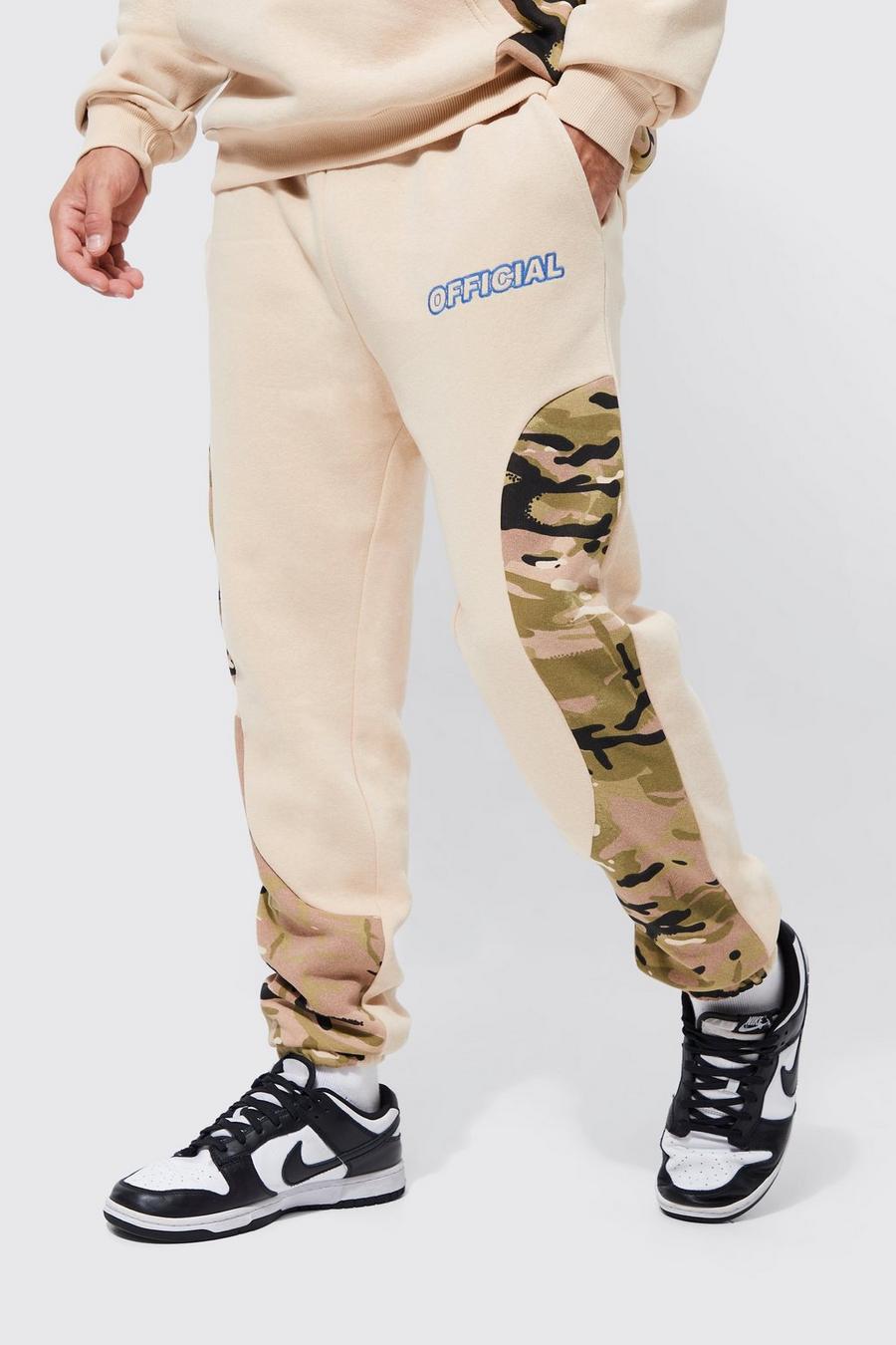 Regular Quilted And Camo Panelled Jogger | boohoo