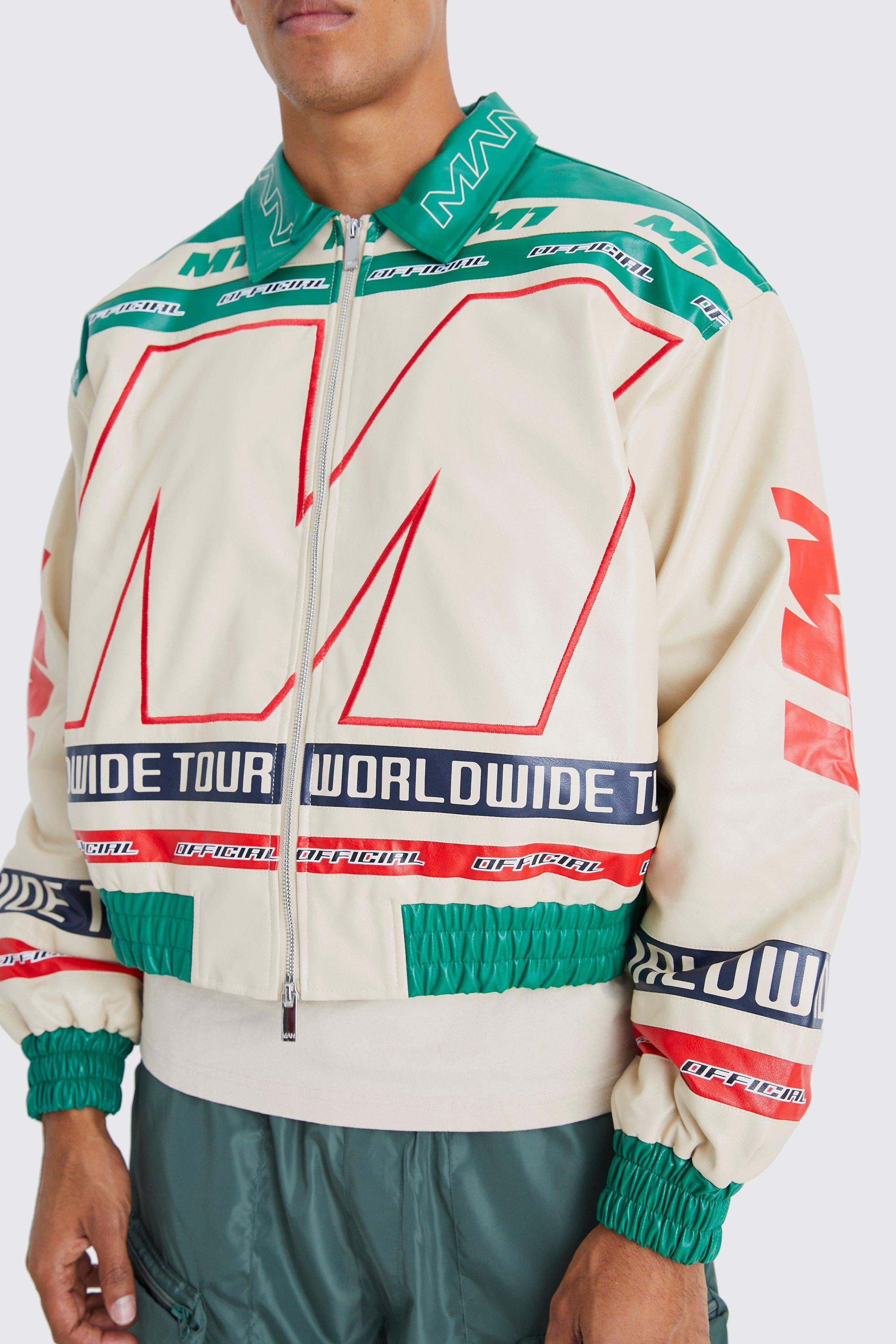 Boxy Pu Collared Varsity Bomber | boohoo USA Boxy Pu Collared Varsity Bomber | boohoo USA