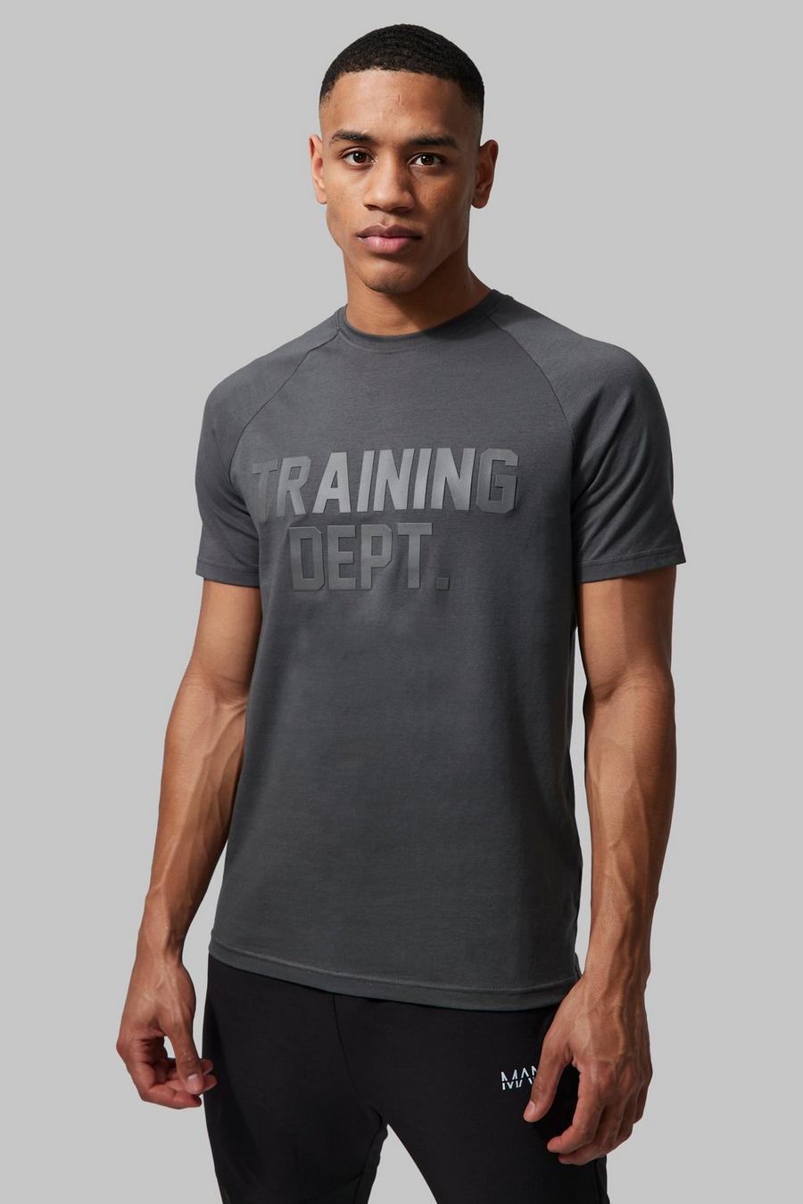 Charcoal Man Active Muscle Fit Training Dept T Shirt image number 1