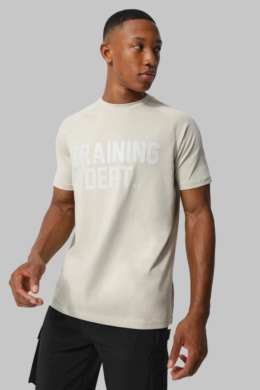 Beige Man Active Muscle Fit Training Dept T Shirt image number 1