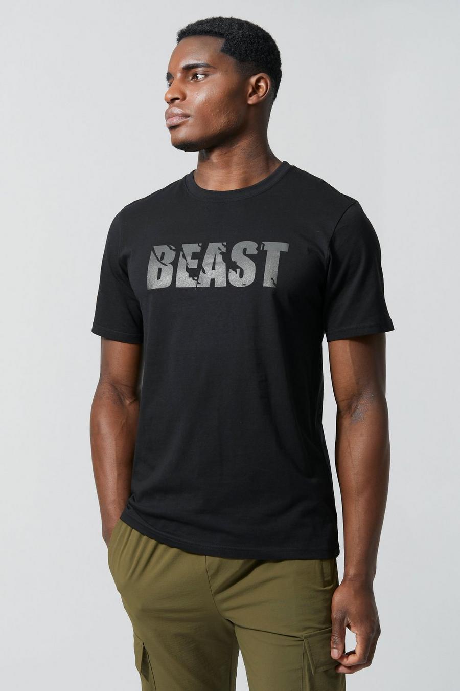 שחור negro טישרט ספורטיבית לחדר הכושר מסדרת Man Active X Beast