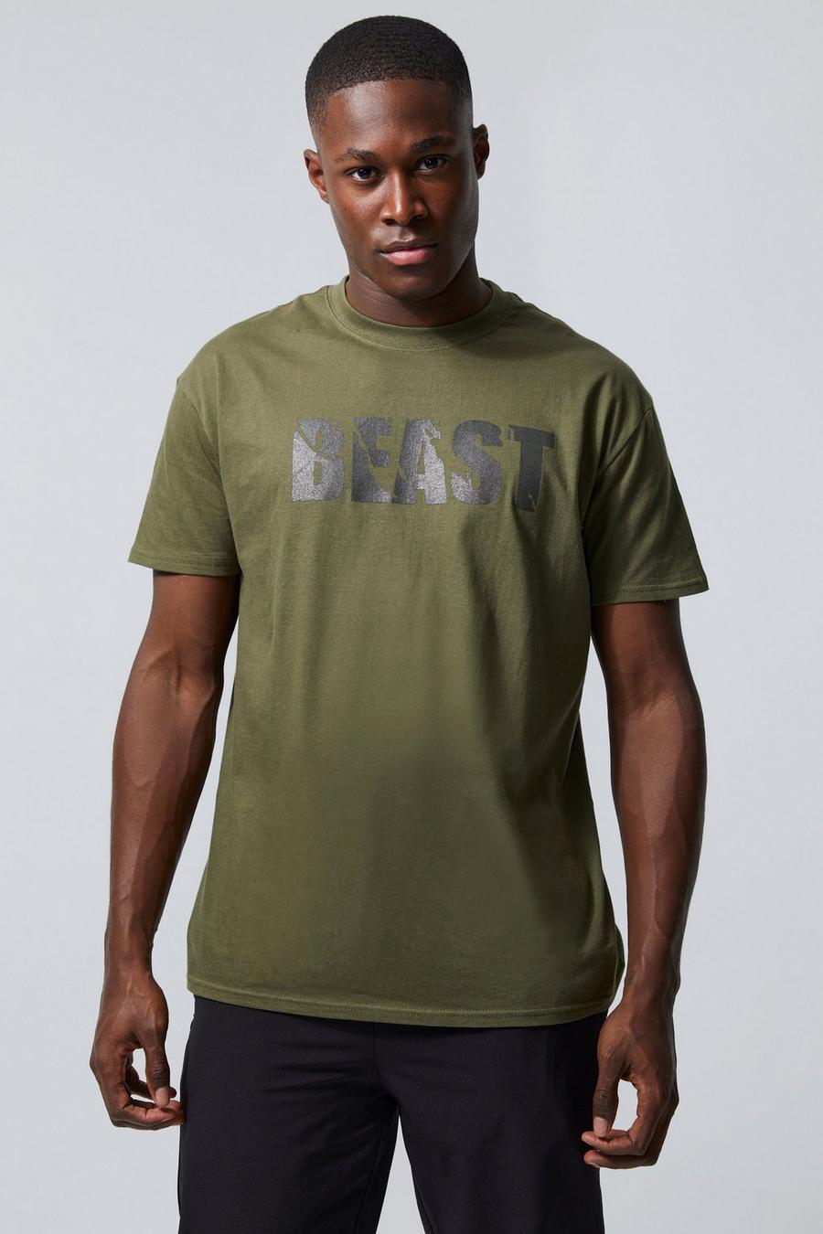 T-shirt da palestra MAN Active x Beast, Olive image number 1