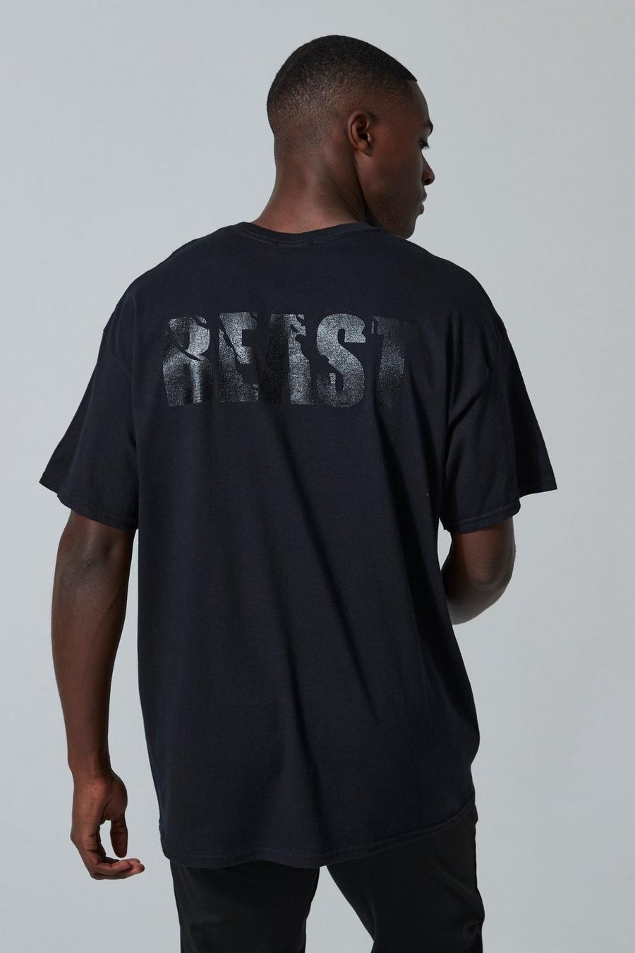 Camiseta oversize MAN Active x Beast para el gimnasio, Black image number 1