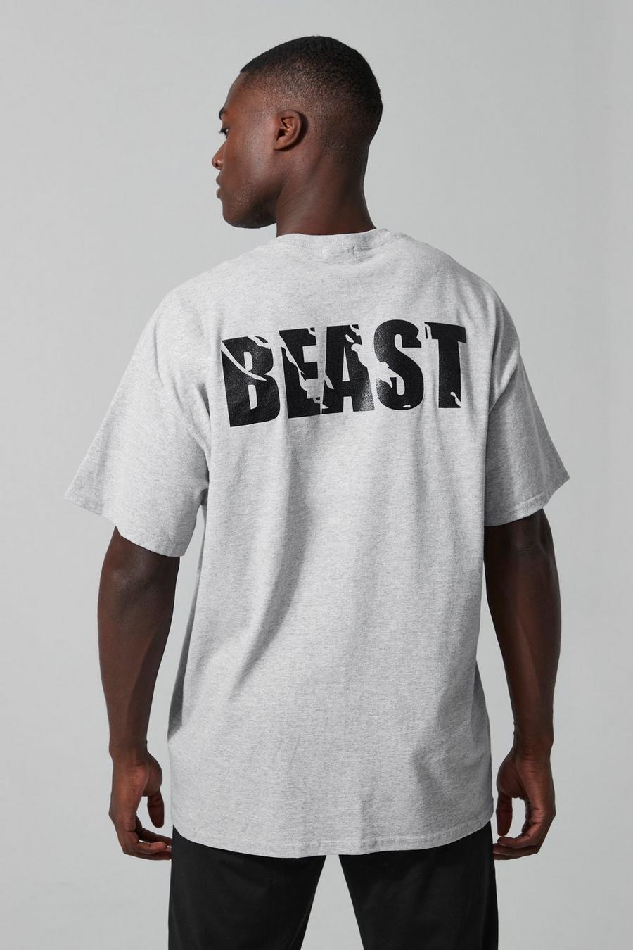 Grey Man Active X Beast Oversized Gym T Shirt image number 1
