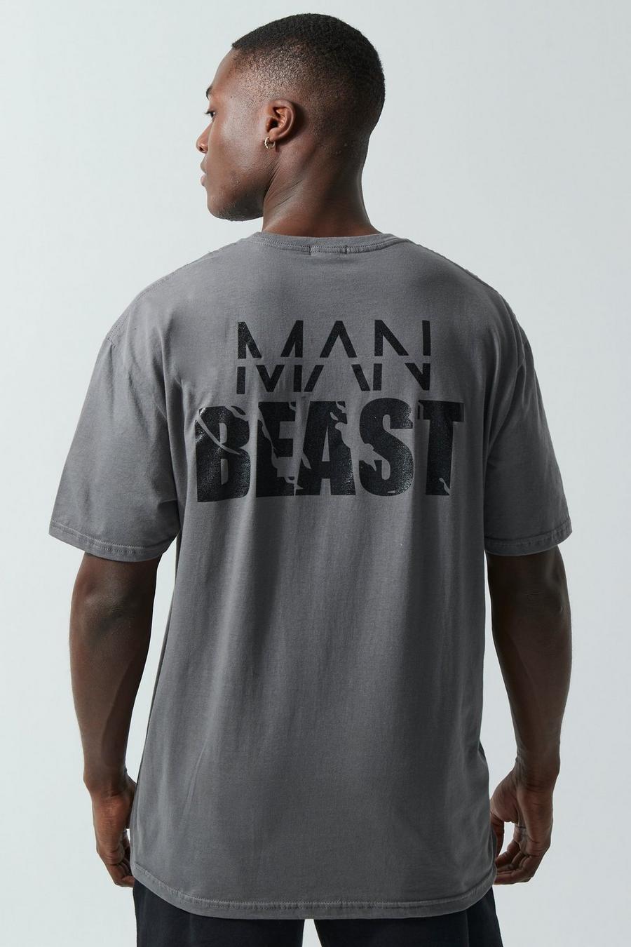 Charcoal Man Active X Beast Oversized T-shirt image number 1